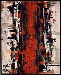 村上善男 《座標軸変換・Ｅ》1960年 キャンバス・油彩、注射針