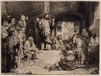 レンブラント・ファン・レイン 『説教するキリスト』 1652年　紙・エッチング、エングレーヴィング、ドライポイント